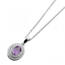 Amethyst Kette Silber 925 nat. Amethyst 0.29ct weiße nat. Zirkone
