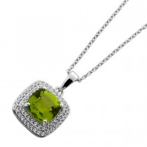 Peridot Kette Silber 925 nat. Peridot 1.84ct weiße nat. Zirkone