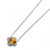 Citrin Blumen Kette Silber 925 nat. Citrin 0.35ct weiße nat. Zirkone