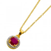 Rubin Kette Silber vergoldet nat Rubin behandelt 1.1ct nat Topase