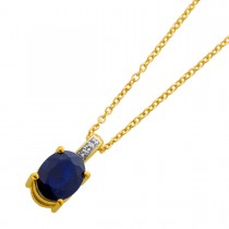 Saphir Kette Silber vergoldet Natur Saphir behandelt 3ct. weiße Topase