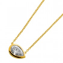 Diamant Kette Silber vergoldet Lab Grown Diamant Tropfen 1.0ct. IGI Zertifikat