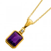 Amethyst Kette Silber vergoldet nat. Amethyst 3.25ct nat. Topas