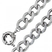 Panzerarmband Silber 925 rhodiniert weiße Zirkonia