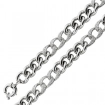 Panzerarmband 11mm Cuban Silber 925 weiße Zirkonia