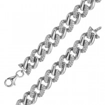 Panzerarmband Silber 925 weiße Zirkonia Brillantlook Breite 9,8mm