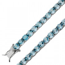 Blautopas Tennisarmband Silber 925 wasserblaue Edelsteine
