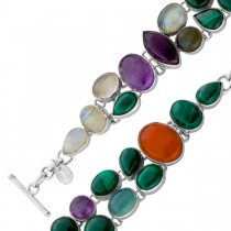 Amethyst Armband Silber 925 Mondstein Lapislazuli Malachit Aventurin