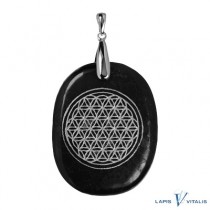 Schungit Anhänger Silber 925 schwarzer Schungit Blume des Lebens Gravur