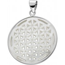 Blume des Lebens Anhänger Silber 925 Perlmutt Einlage 9.50ct.