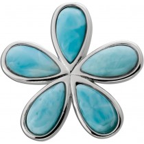 Larimar Blumen Anhänger Silber 925 hellblaue Edelsteine 5.0ct