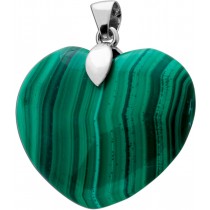Malachit Herz Anhänger Silber 925 grüner Edelstein 52ct.