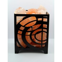 Orangefarbene Salzlampe Himalayasalz Rohsteine Metallkorb UNIKAT