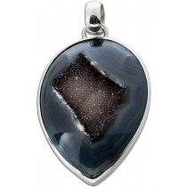 Achat  Anhänger Sterlingsilber 925 schwarz blaue Druse 51.35ct.  