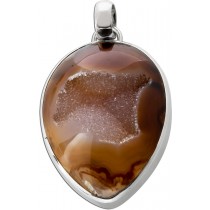 Achat Edelstein Anhänger Sterlingsilber 925 braune Druse 51.35ct.