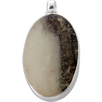 Anhänger Sterlingsilber 925 milchig schwarzer Rutilquarz Edelstein