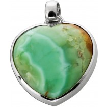 Herz Chrysopras Anhänger Silber 925 grüner Edelstein 48.60ct.