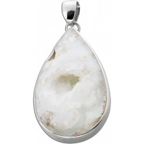 Achat Anhänger Silber 925 schneeweiße Edelstein Druse 38.0ct.