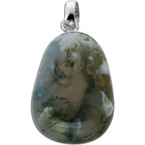 Moosachat Anhänger Sterlingsilber 925 grüner Edelstein 35.5ct  