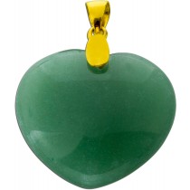 Herz Aventurin Anhänger grüner Edelstein 47.0ct. Silber 925 vergoldet