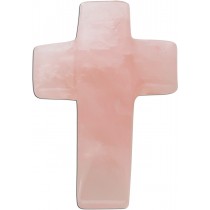 Kreuz  Rosenquarz Edelsteinanhänger rosa Edelstein gebohrt