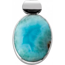 Larimar Anhänger Silber 925 Larimar Edelstein 41ct. hellblau weiß 