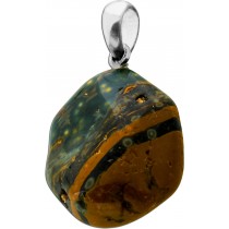 Ozeanjaspis Anhänger Silber 925 moosgrüner Trommelstein 