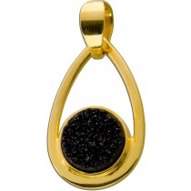 Achat Anhänger Gelbgold vergoldet schwarze Druse 3.8ct.