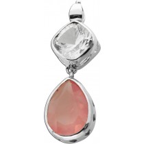 Rosenquarz Anhänger Silber 925 Bergkristall 25ct rosa Edelstein 29ct
