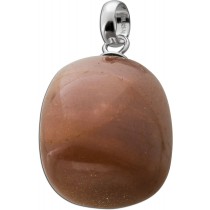 Mondstein Anhänger Silber 925 brauner Trommelstein
