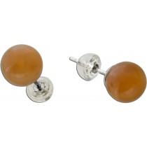 Mondstein Ohrstecker Silber 925 hellbraune Kugeln 7.80ct