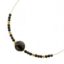 Obsidian Halsreif Gelbgold vergoldet schwarz grüne Natur Edelsteine