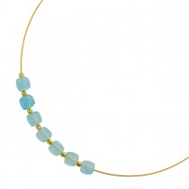 Aquamarin Halsreif Gelbgold vergoldet blaue Natur Edelsteine