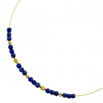 Lapislazuli Halsreif Gelbgold vergoldet tiefblaue Natur Edelsteine 16.16ct  