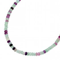 Fluorit Kette Silber 925 lila rosa blau grüne Edelsteine 59ct