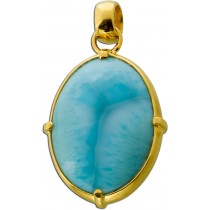 Larimar Anhänger Gelbgold vergoldet hellblauer Edelstein 51ct