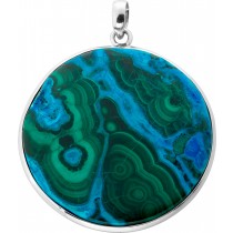 Malachit Azurit Anhänger Silber 925 grün blauer Edelstein 75ct