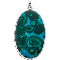 Malachit Azurit Anhänger Silber 925 grün blauer Edelstein 65ct