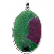 Rubin Zoisit Anhänger Silber 925 pink grüner Edelstein 85ct