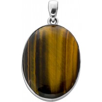 Tigerauge Anhänger Silber 925 gold brauner Edelstein 40ct