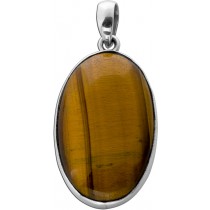 Tigerauge Anhänger Silber 925 gold brauner Edelstein 35ct