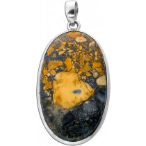 Jaspis Anhänger Silber 925 gold brauner Maligano Edelstein 30ct