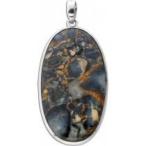 Jaspis Anhänger Silber 925 orange grüner Maligano Edelstein 35ct 
