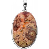 Jaspis Anhänger Silber 925 brauner Vogelaugen Edelstein 30ct