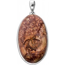 Jaspis Anhänger Silber 925 brauner Vogelaugen Edelstein 30ct
