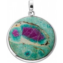 Rubin Fuchsit Anhänger Silber 925 pink grüner Edelstein 35ct