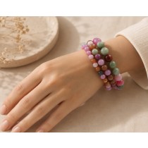 Edelsteinarmband Amethyst Rosenquarz Mondstein Rhodochrosit Jade Calzit