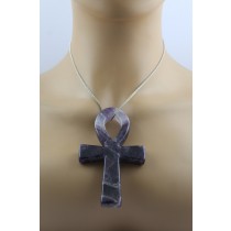 Amethyst Kreuz des Lebens Ankh Anhaenger dunkel lila Edelstein