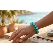 Türkis Armband Set hellblaue Edelsteine flexibel Edelsteinarmband