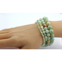 Jade Armband Set hellgrün-rose-grasgrüne Natur Edelsteine flexibel